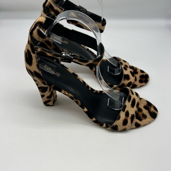 Diane Von Furstenberg - Chain-link Leopard Ankle Strap Open Toe High Heels SZ 11 - Picture 2 of 16